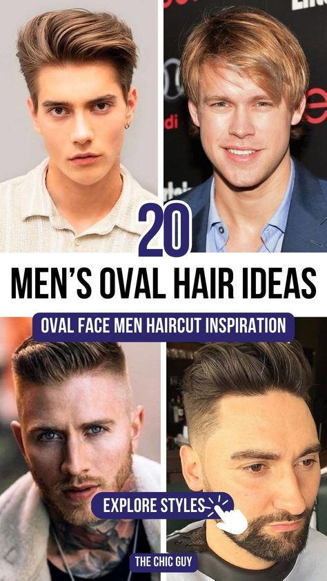 Top 20 Stylish Haircuts for Men with Oval Faces Men’s Haircut For Oval Faces, Hairstyle Men Oval Face, Comb Forward Haircut Men, Men Oval Face Haircut, Men’s Hairstyles For Oval Face Shape, Haircuts For Oval Face Shape Men, Oval Head Shape Hairstyles Men, Haircut On Oval Face, Best Oval Face Hairstyles Men