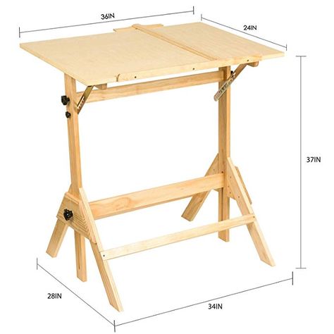 Amazon.com: Wood Drafting Table by MEEDEN - Height Adjustable Drawing Desk with Tiltable Tabletop for Artwork, Graphic Design, Reading and Writing, 36in: Kitchen & Dining Wood Drafting Table, Bureau D'art, Drawing Desk, Diy Halloween Decor, Drafting Table, Drawing Table, Adjustable Chairs, Studio Table, Craft Desk