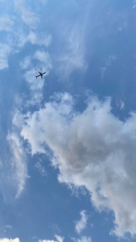 Blue sky, white, clouds, plane, Instagram stories, viral, fyp Night Walking Aesthetic, Airplane Wallpaper, Good Insta Captions, Airplane Photography, Paris Wallpaper, Anime City, Light Blue Aesthetic, Birthday Post Instagram, Sky Photography Nature