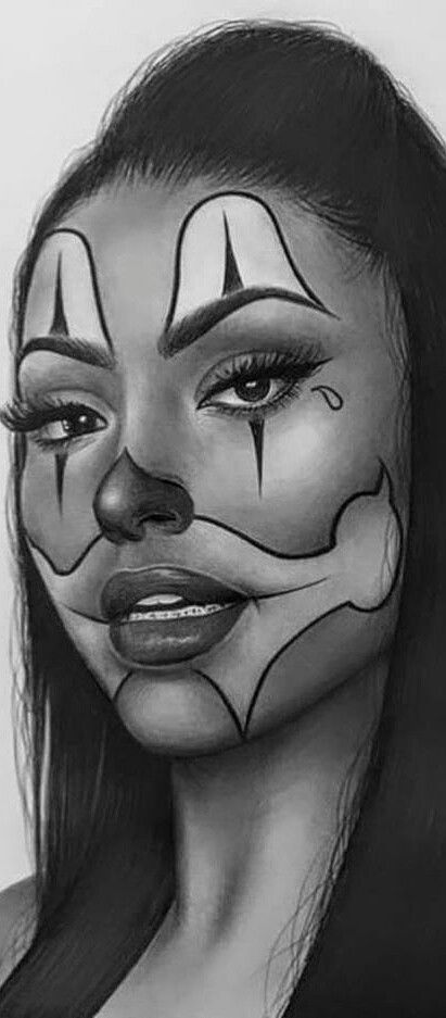 Payasa Chicana Make Up, Chicano Makeup Halloween, Chicano Halloween Makeup, Chicana Clown Drawing, Laugh Now Cry Later Makeup, Chola Halloween Makeup, Chicano Clown Makeup Men, Chicana Makeup Clown, Smile Now Cry Later Makeup