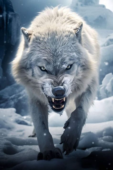 White Wolf Wallpaper, Wolf Growling, White Werewolf, Scary Wolf, Most Dangerous Animals, Snarling Wolf, White Wolves, Angry Wolf, Wild Animal Wallpaper