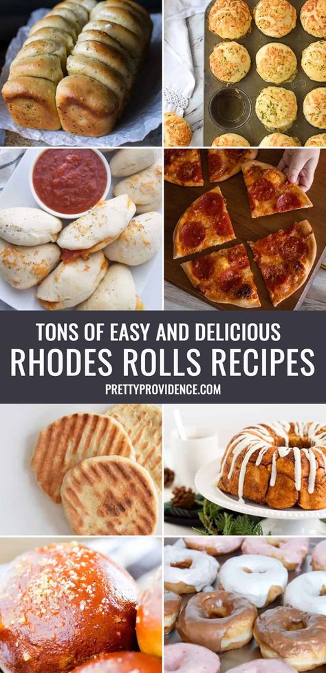 If you have a bunch of frozen dinner rolls you don't know what to do with, these amazing Rhodes rolls recipes are for you! #rhodesrollsrecipes #rhodesrolls #rhodesdinnerrollsrecipes #frozendinnerrollsrecipes via @prettyprovidnce Frozen Rolls Recipes, Rhodes Bread Recipes, Rhodes Bread Dough Recipes, Frozen Dough Recipes, Frozen Bread Dough Recipes, Rhodes Rolls Recipes, Rhodes Bread Dough, Rhodes Cinnamon Rolls, Rhodes Recipes