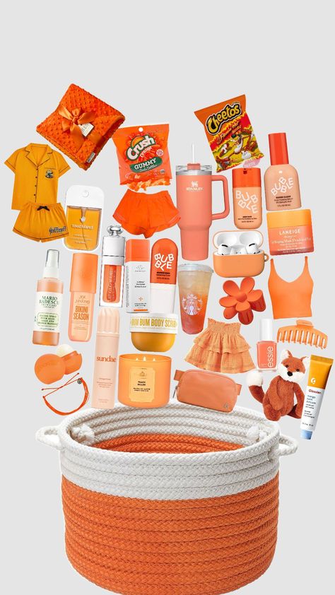 #Orange #basket #fyp #f4f Orange Color Gift Basket Ideas, Orange Gift Ideas, Color Gift Basket Ideas, Orange Gift Basket Ideas, Orange Gift Basket, Orange Basket, Party Boards, Burr Basket, Making A Gift Basket