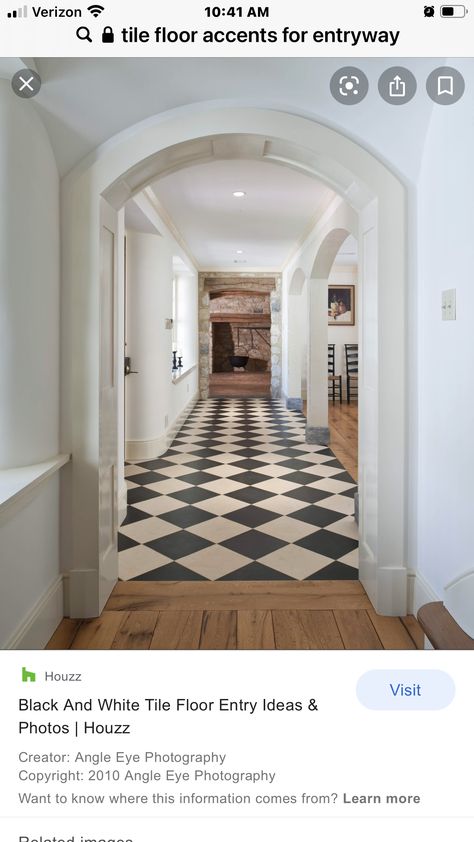 Black And White Floor Foyer, Black And White Tiled Floors, Black And White Tile Living Room, Checkered Tile Living Room, Black And White Tiles Living Room, White And Black Flooring, Black And White Tile Floor Entryway, Vintage Kitchen Flooring Ideas, Black And White Steps Outside