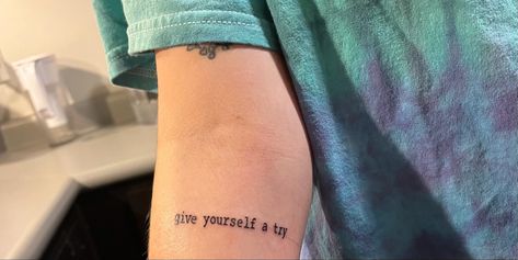 Give Yourself A Try Tattoo The 1975, Give Yourself A Try Tattoo, Try Tattoo, The 1975 Tattoo, 1975 Tattoo, Be Organized, Half Sleeve Tattoo, The 1975, Sleeve Tattoo