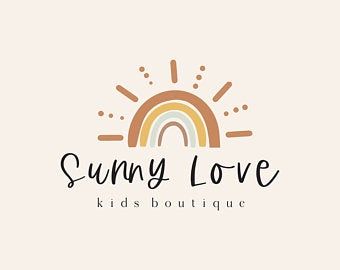 Hand-drawn Rainbow Logo Pastel Logo For Decor Business | Etsy Kids Clothing Logo, Pastel Logo, Logo School, Spiritual Logo, Etsy Logo, Logo Service, Fun Logo, Decor Business, Boho Logo