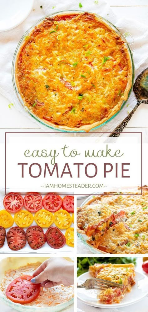 Tomato Pie Recipe Easy, Easy Tomato Pie, Tomato Pie Recipe, Grilled Corn On The Cob, Holiday Dinner Table, Meatless Meal, Easy Pie Recipes, Tomato Pie, Tomato And Cheese