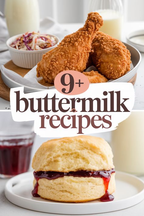 Whip up yummy buttermilk treats in no time! From fluffy pancakes to creamy dressings these easy recipes are perfect for breakfast lunch or dinner. Serve up a delicious buttermilk fried chicken or bake a moist cake that everyone will love. Buttermilk is your secret ingredient for tasty meals! Buttermilk In Recipes, Healthy Recipes With Buttermilk, Breakfast Recipes With Buttermilk, Recipes That Call For Buttermilk, Buttermilk Recipes Chicken, How To Use Buttermilk, Ways To Use Buttermilk, Recipes With Buttermilk Dinner, Recipes That Use Buttermilk