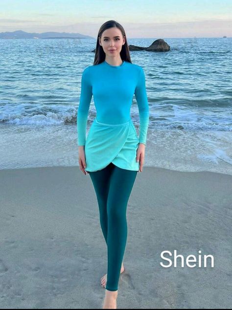 Swimsuit Rash Guard, Elegant Bathing Suits, Beach Wear For Women Outfits, Korean Dress Elegant, Classy Swimwear, Beach Wear For Women, Islamic Swimwear, Burkini Swimsuit, Swimwear Long