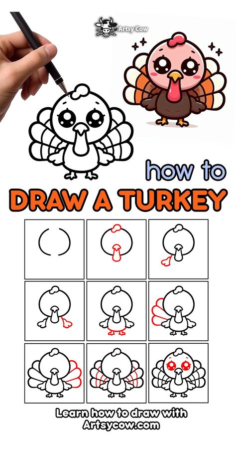 Feeling stuck on how to create a unique Thanksgiving art project? Our guide on easy turkey drawing tutorials will help you craft an impressive piece. Visit our site for a simple turkey sketch tutorial that will elevate your holiday art game. Save this pin to ensure your Thanksgiving art is innovative and fun. Easy Thanksgiving Art Projects For Kids, Turkey Drawing Easy Step By Step, Thanksgiving Sketches Easy, Thanksgiving Drawings Easy Step By Step, How To Draw A Turkey Step By Step, How To Draw Thanksgiving Things, How To Draw A Turkey, Cute Turkey Drawing, Easy Turkey Drawing