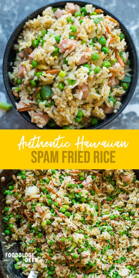 Spam Fried Rice Recipe, Spam Recipes Dinners, Hawaiian Fried Rice, Spam Fried Rice, Spam Recipes, Luau Food, Hawaiian Dishes, Polynesian Food, Hawaii Food