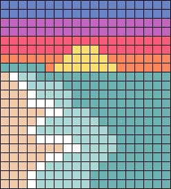 Alpha pattern #73216 | BraceletBook Stuff To Draw On Graph Paper, Pixel Art Sunset Easy, Sunset Perler Bead Pattern, Pixel Art Pictures, Popsicle Perler Bead Patterns, Simple Cat Pixel Art, Pixel Art Colorful, 20 By 20 Pixel Art, Perler Art Ideas