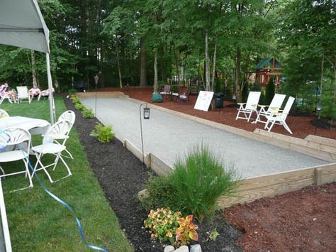 Backyard Bowling Alley, Diy Bowling Alley, Backyard Bowling, Bocce Court Backyard, Yard Games For Kids, Outdoor Bowling, Backyard Plans, Yard Oasis, Bocce Ball Court