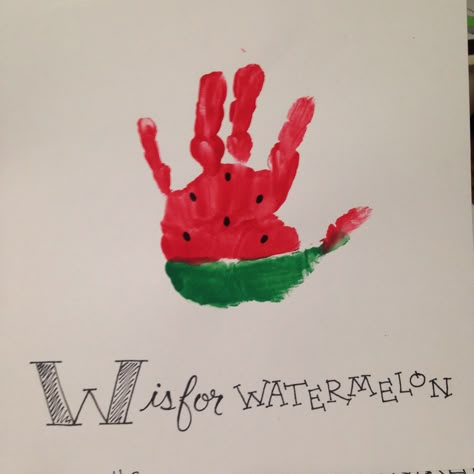 W is for Watermelon Handprint D Is For Craft Handprint, W Is For Handprint Craft, S Is For Craft Handprint, Watermelon Handprint Art, L Is For Handprint Craft, V Is For Handprint Craft, W Handprint Craft, Watermelon Handprint Craft, Letter W Handprint Craft