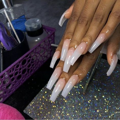 Curved Nails, Ombre Acrylic Nails, French Acrylic Nails, Dope Nail Designs, Glamorous Nails, Long Acrylic Nails Coffin, Exotic Nails, Acrylic Nails Coffin Pink, Long Square Acrylic Nails