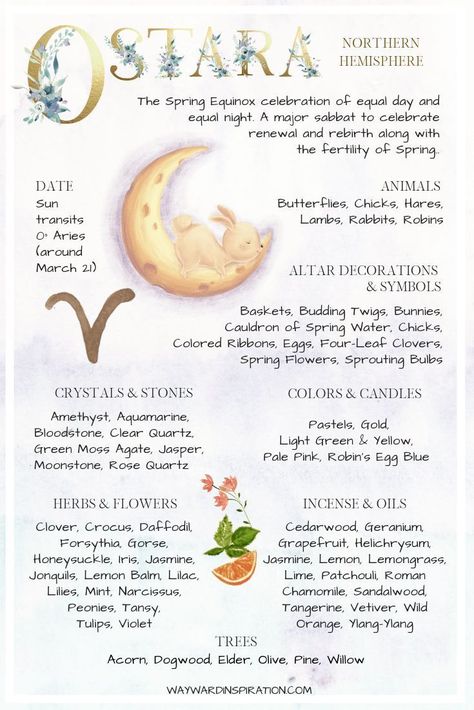 Ostara Book Of Shadows Page, Wheel Of The Year Northern Hemisphere, Spring Equinox Correspondences, Ostra Celebrations, Wheel Of The Year 2023 Printable, How To Celebrate Spring Solstice, Spring Equinox Celebration Pagan, Ostara Wreath Diy, Crystals For Spring