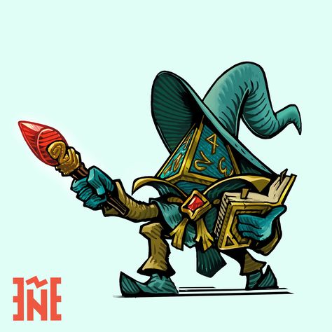 By Gabriel Patiño. Dice Monster, Wizard Dice, Dice Art, Dnd Wizard, D4 Dice, Emote Twitch, Dnd Stuff, Dnd Art, Game Concept