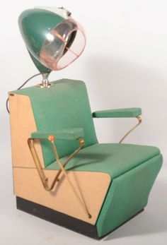 Vintage Salon Chair, Mid Century Hair Salon, Vintage Beauty Salon Aesthetic, Retro Hair Salon, Hair Dryer Chair, Vintage Hair Dryer, Vintage Beauty Salon, Stylist Chair, Salon Dryers