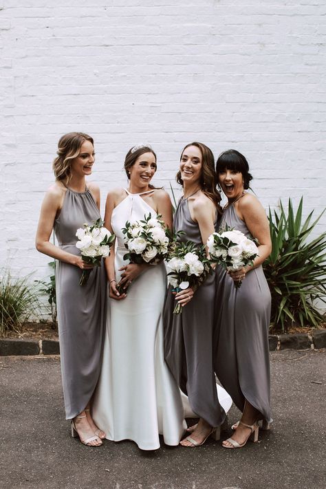 Silver Bridesmaids Dresses Metallic, Silvery Gray Bridesmaid Dresses, Light Gray Satin Bridesmaid Dresses, Silver Grey Bridesmaid Dresses Birdy Grey, Lighe Gray Bridesmaid Dresses, Shona Joy Dress, Modern Bridesmaid Dresses, Silver Bridesmaid, Wedding Music