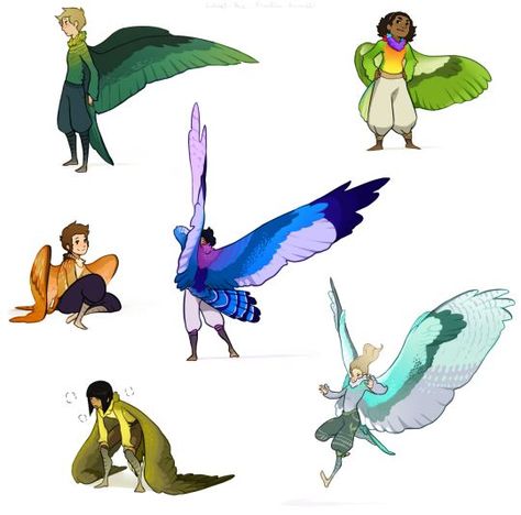 Wings Character Design, Wings Character, Girl With Wings, Winged People, Bird People, Wings Drawing, Bird Wings, Mythical Creatures Art, Cartoon Style