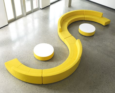 Shape: curvilinear   Shape: Geometric (Curvilinear) Lobby Furniture, Desk Stool, Lobby Seating, Davis Furniture, Yellow Sofa, Living Room Color Schemes, Perfect Living Room, Small Living Room Decor, Trendy Living Rooms