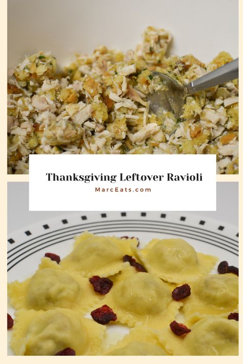 Thanksgiving Turkey and Stuffing Ravioli. A fun and creative way to use Thanksgiving leftovers with turkey, stuffing and cranberry. Looking for a fun and creative way to use up Thanksgiving leftovers? Try turning them into ravioli! If you are like me, you want an easy dinner or lunch the next day after spending the entire day in the kitchen preparing a Thanksgiving feast. Thanksgiving Ravioli, Turkey Ravioli Recipe, Turkey And Stuffing, Ravioli Filling, Thanksgiving Leftover, Turkey Stuffing, Ravioli Recipe, Turkey Gravy, Thanksgiving Leftovers