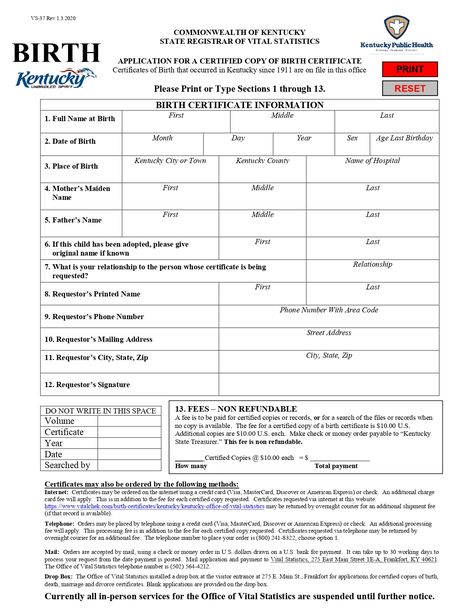 Kentucky Birth Certificate Application Form Online Birth Certificate Online, Certified Copy, Kentucky State, Certificates Online, Application Form, Birth Certificate, Birth Month, Kentucky, Quick Saves