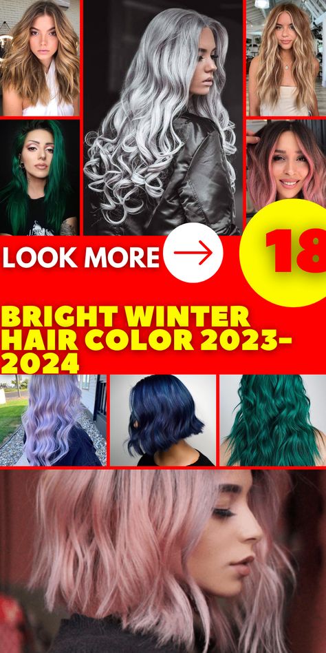 Elevate your winter style with the latest bright hair color ideas in 2023 - 2024. Explore a wide range of options for both blondes and brunettes, including short, curly, and pixie cut styles. Whether you're craving a vibrant red and blonde blend or looking to make a statement with purple and pink shades, our colored hair combinations are sure to keep you on-trend. Red Hair Color Ideas For Blondes, Bright Winter Hair Color, Winter Colors 2023, Bright Hair Color Ideas, Silver Fox Hair, Holiday Hair Color, Emerald Green Hair, Red Blonde, Pixie Cut Styles