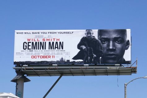 Gemini Man movie billboard Sci Fi Billboard, Movie Billboard, Movie Billboard Design, Assassin Names, Futuristic Billboard, Innovative Billboards, Billboard Memes, I Am Legend, Ang Lee