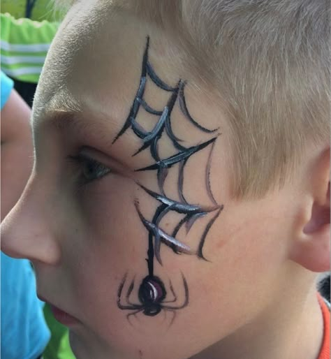 Simple Spider Face Paint, Spiderman Makeup For Kids, Face Painting Designs Halloween, Boys Halloween Facepaint, Spiderman Face Painting, Spiderman Face Paint, Kids Face Painting Easy, Spider Man Face Paint, Spider Face Painting