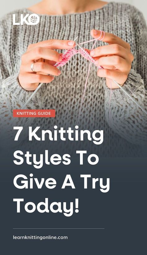 Here's a quick beginner's guide to the different knitting styles, from simple English Knitting Style, Continental Knitting Style to Portuguese Knitting and Norwegian, Russian and Shetland Style. Everything you need to know about these knitting styles to help you decide which is best suited for you and your dream knitting project. | For more free knitting tips visit learnknittingonline.com #knittingtips #knittingforbeginners #thorwingvspicking #flickingstyleknitting English Knitting Patterns, Portuguese Knitting Tutorials, European Knitting Method, Continental Knitting Tutorial, Continental Knitting For Beginners, Knitting Starting, Russian Knitting, Shetland Knitting, Knitting Styles