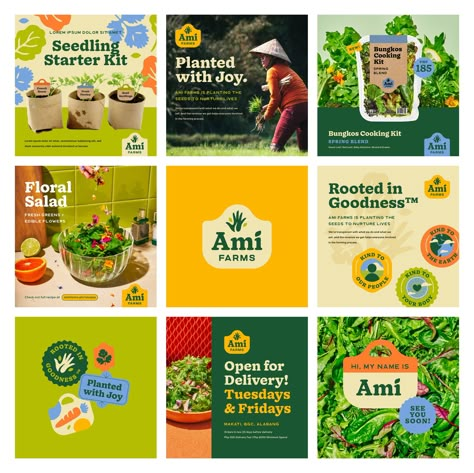 Ami Farms – Serious Studio Packaging Instagram Post, Farm Instagram Feed, Farm Packaging Design, Farm Social Media Design, Farm Social Media, Farm Graphic Design, Social Media Layout, Media Branding Design, Farm Instagram