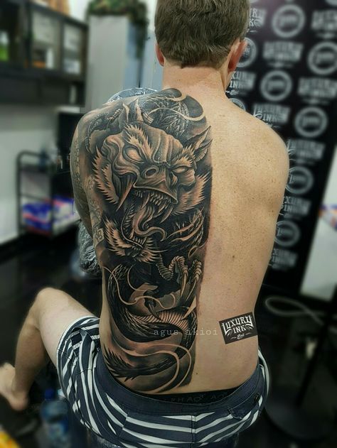 Half Back Tattoo Men, Half Back Tattoo, Naga Tattoo, Calf Sleeve Tattoo, Koi Dragon Tattoo, Boxing Tattoos, Dragon Tattoo Chest, Star Tattoos For Men, Mens Body Tattoos