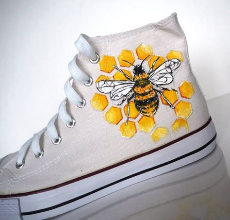 Hey, I found this really awesome Etsy listing at https://www.etsy.com/listing/768249199/custom-hand-painted-honey-bee-shoes-bee Paint Shoes, Shoes Painting, Shoe Painting, Painted Converse, Bee Shoes, Painting Shoes, Painted Shoes Diy, Customized Shoes, Textile Paint