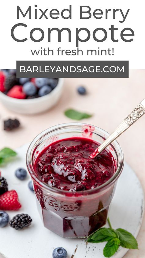 This mixed berry compote is a delicious sweet berry sauce that can be used as a topping for your favorite breakfast or dessert! It's perfect poured over ice cream or pancakes, or stirred into yogurt. Made with frozen berries and sugar, this simple berry compote is ready in just 15 minutes! Mixed Berry Compote, Summer Corn Chowder, Homemade Sandwich Bread, Compote Recipe, Fruit Love, Cake Filling, Homemade Beer, Homemade Vanilla Extract, Berry Sauce