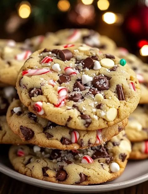 Chocolate Chip Christmas Cookies Ree Drummond Chocolate Chip Cookies, Cute Winter Recipes, Christmas Cookie Chocolate Chip, Best Christmas Chocolate Chip Cookies, Winter Wonderland Christmas Cookies, Chocolate Chip And Peppermint Cookies, Christmas Chocolate Chip M&m Cookies, Easy Dessert Christmas Recipes, Traditional Christmas Sugar Cookies