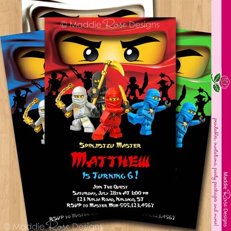 Ninjago Invitation - Birthday Party Printable Invite - You-Print Custom Personalized Digital Photo Card 4x6 or 5x7. $5.00, via Etsy. Ninjago Invitations, Lego Ninjago Party, Lego Ninjago Birthday, Ninjago Birthday Party, Mouse Sketch, Ninja Birthday Parties, Ninjago Birthday, Ninjago Party, Ninja Birthday