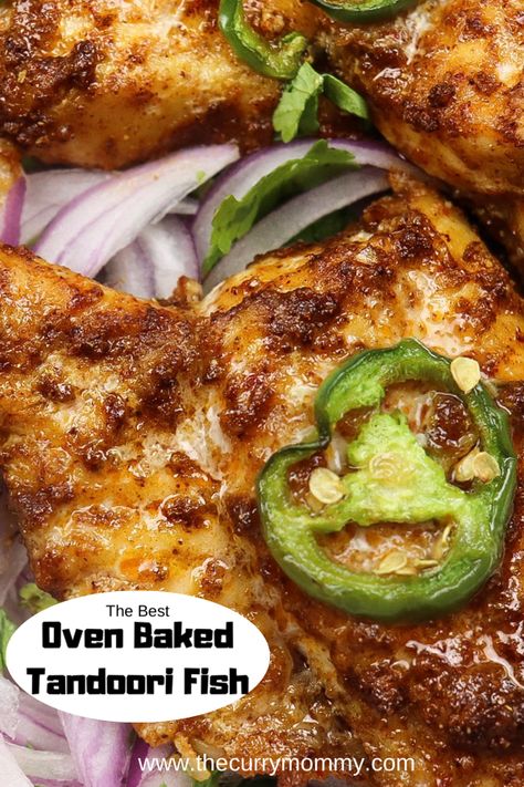 Tandoori Fish Recipe Indian, Baked Indian Recipes, Indian Fried Fish, Indian Tilapia Recipes, Pakistani Fish Recipes, Basa Fish Recipes Healthy, Fish Indian Recipes, Tandoori Fish Recipe, Spicy Fish Recipes