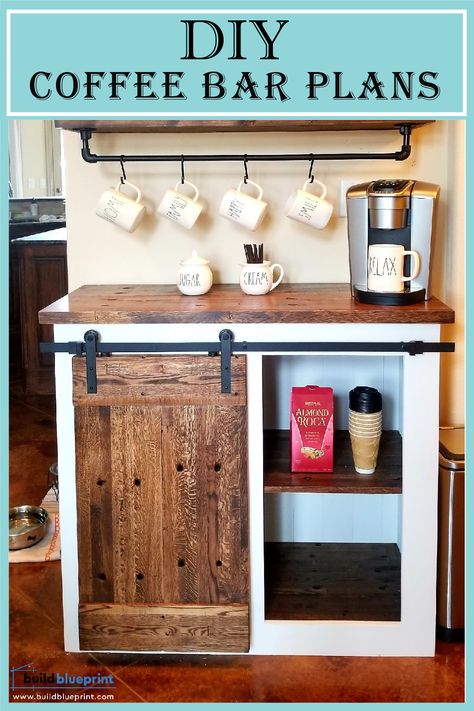 DIY coffee bar beverage bar plans Coffee Bar Table Diy, Diy Floating Coffee Bar, Diy Coffee Cabinet Ideas, Diy Wood Coffee Bar, Coffee Bar Plans Diy, Tool Box Coffee Bar, Coffee Bar Building Plans, Diy Coffee Station Cabinet, Coffee Bar Diy Farmhouse Style