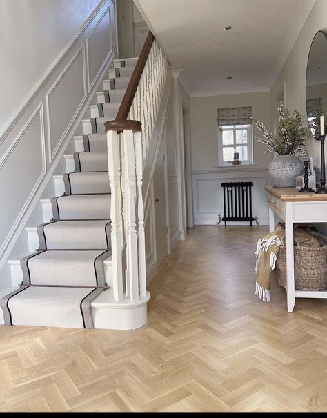 Stairs And Hallway Ideas, Stair Paneling, Entrance Hall Decor, Staircase Interior Design, Stairs Design Interior, House Staircase, Escalier Design, Hallway Flooring, Home Hall Design