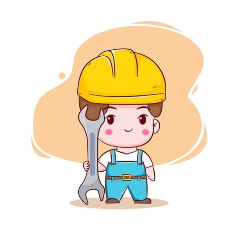 Engineer Cartoon Character, Engineer Drawing Cartoon, Engineer Illustration, Engineer Cartoon, Dibujo Simple, Cute Bunny Cartoon, Character Vector, Cartoon Photo, Chibi Characters