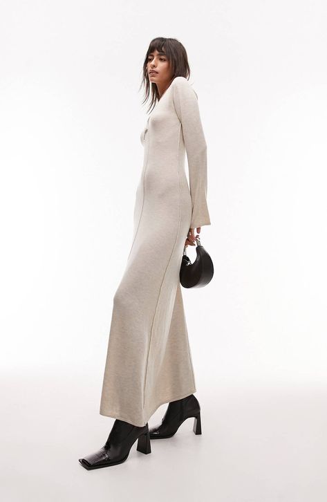 11 Editor-Approved Luxe Fall Staples | Who What Wear Flute Sleeve, France Trip, Formal Dresses Graduation, Cocktail Dress Formal, Winter Party Dress, Sleeve Maxi Dress, Maxi Knit Dress, Long Sleeve Floral Dress, Satin Slip Dress