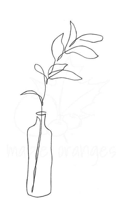 "Original hand-drawn sketch for the \"olive branch\" See my wire version of this sketch here: https://www.etsy.com/listing/1189598788/wire-flowers-in-vase-art-handmade-wire?click_key=6f129b891588867f8c6f16d3429bf74ced29edb2%3A1189598788&click_sum=cf281dbf&ref=shop_home_active_1&sts=1                    Live a slower life, intentionally. Allow these simple, calming  hand-drawn sketches to breathe fresh air into your cozy home. Take a moment to relax, enjoy nature's beauty and embrace life's simpl Line Art Plant Drawings, Simple Olive Branch Drawing, Single Line Plant Tattoo, Olive Branch Line Drawing, Olive Line Drawing, One Line Plant Drawing, Flower Vase Tattoo Simple, Olive Branch Line Art, Simple Artwork Ideas