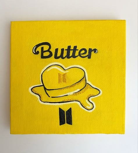 Butter Painting, Bts Painting, Bts Butter, Small Canvas Paintings, Simple Canvas Paintings, Cute Canvas Paintings, Canvas Painting Designs, Easy Doodles Drawings, Tableau Art