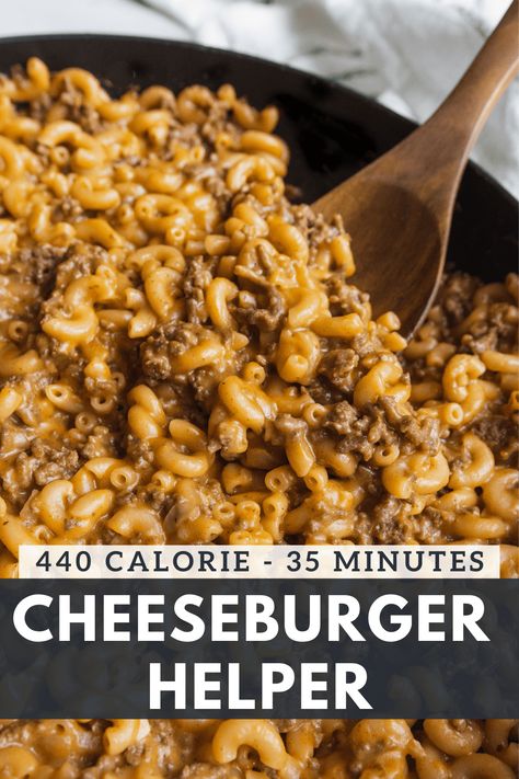 Homemade Cheeseburger Hamburger Helper is an easy weeknight dinner. This one skillet dinner only takes 35 minutes to make! Homemade Cheeseburger Hamburger Helper, Cheeseburger Hamburger Helper, Easy Homemade Hamburger Helper, Weekday Recipes, Homemade Cheeseburgers, Hamburger Helper Recipes, 30 Min Meals, Easy Hamburger, Weeknight Recipes