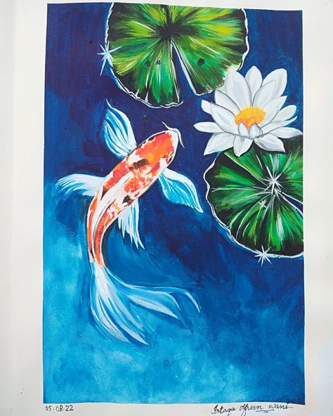 Ikan Koi Art, Realistic Drawings Animals, Impressionism Art Easy, Koi Fish Painting, Mother Painting, Koi Painting, Koi Art, Carpe Koi, Canvas Drawing