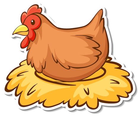 Chicken Sitting, Farm Cartoon, Animal Illustration Kids, Chicken Vector, Chicken Illustration, Sticker Illustration, Cartoon Chicken, Food Cartoon, Science Themes