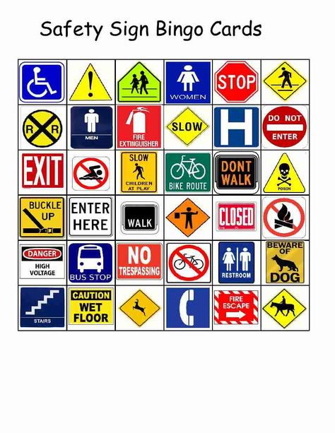 Empowered By THEM: Safety Sign Bingo Functional Academics, Safety Signs And Symbols, Structured Teaching, Safety Games, Safety Week, Environmental Print, Job Skills, Community Safety, Train Theme