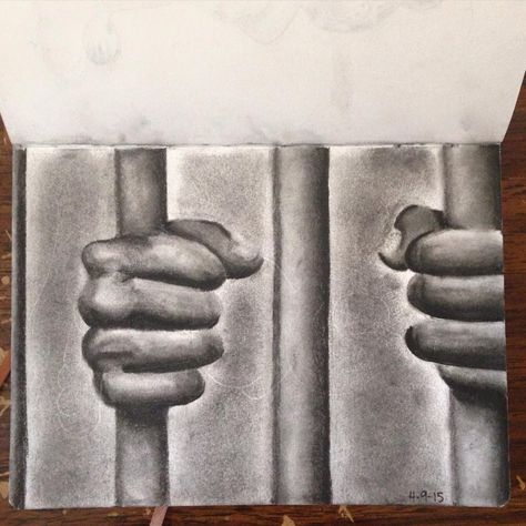 Prison Hands Prison Bars Drawing, Prison Cell Drawing, Prison Drawings Sketches, Chained Up Prisoner Drawing, Locked Art, Prison Painting, Prisoner Drawing, Prison Art Drawings Sketches, Prison Artwork