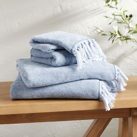 You'll love the Azure Blue And White Marled Towel Collection at World Market. Browse our entire collection of Bath Towel Collections, available online or at one of our 270+ stores. Blue Towels, Blue Bathroom, Towel Collection, Shopping World, Azure Blue, Affordable Home Decor, Florida Home, World Market, Store Fronts